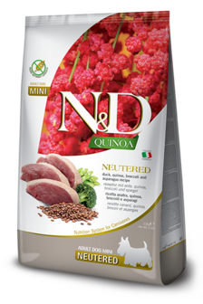 Farmina Quinoa gecastreerde hond  Eend,broccoli&amp;asperges Adult mini 2,5kg.