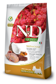Farmina Quinoa skin&amp;coat kwartel, quinoa,kokosnoot&amp;kurkuma Adult mini 2,5kg.